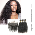 thumbnail image 2 of Ustar Black Virgin Deep Wave Hair 3 Bundles 10"12"14" with10" Frontal, 2 of 4