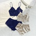 thumbnail image 2 of Birdeem Ensemble de Pyjama 2 Pcs pour Femmes Bretelles Solides Dentelle Shorts, 2 of 4