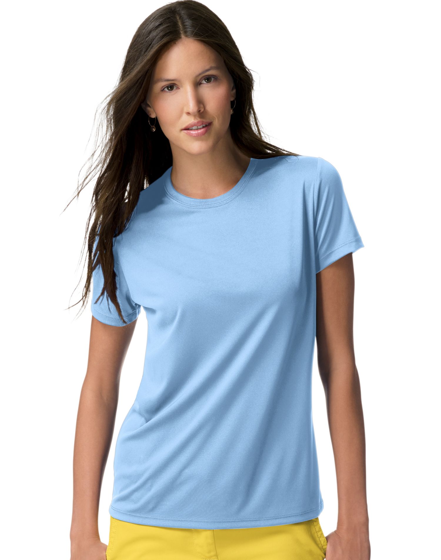 Hanes Cool DRI Women`s T-Shirt, L, Light Blue