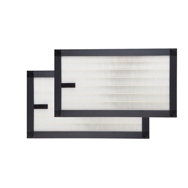VENTAcel Ensemble de Filtres Nelior Comprenant Deux Filtres Rectangulaires Blancs Plissés en Maille Microscopique avec Cadres Noirs, Conçus pour une purification de l'Air Avancée Dépassant les Normes HEPA en Filtrant les Polluants jusqu'à 0,07 Micron avec une Efficacité de 99,95 %.