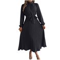 thumbnail image 1 of Birdeem Robes pour Femmes Manches Longues Mode Couleur Unie Col Montant Taille Robes Manches Longues pour Femmes, 1 of 5