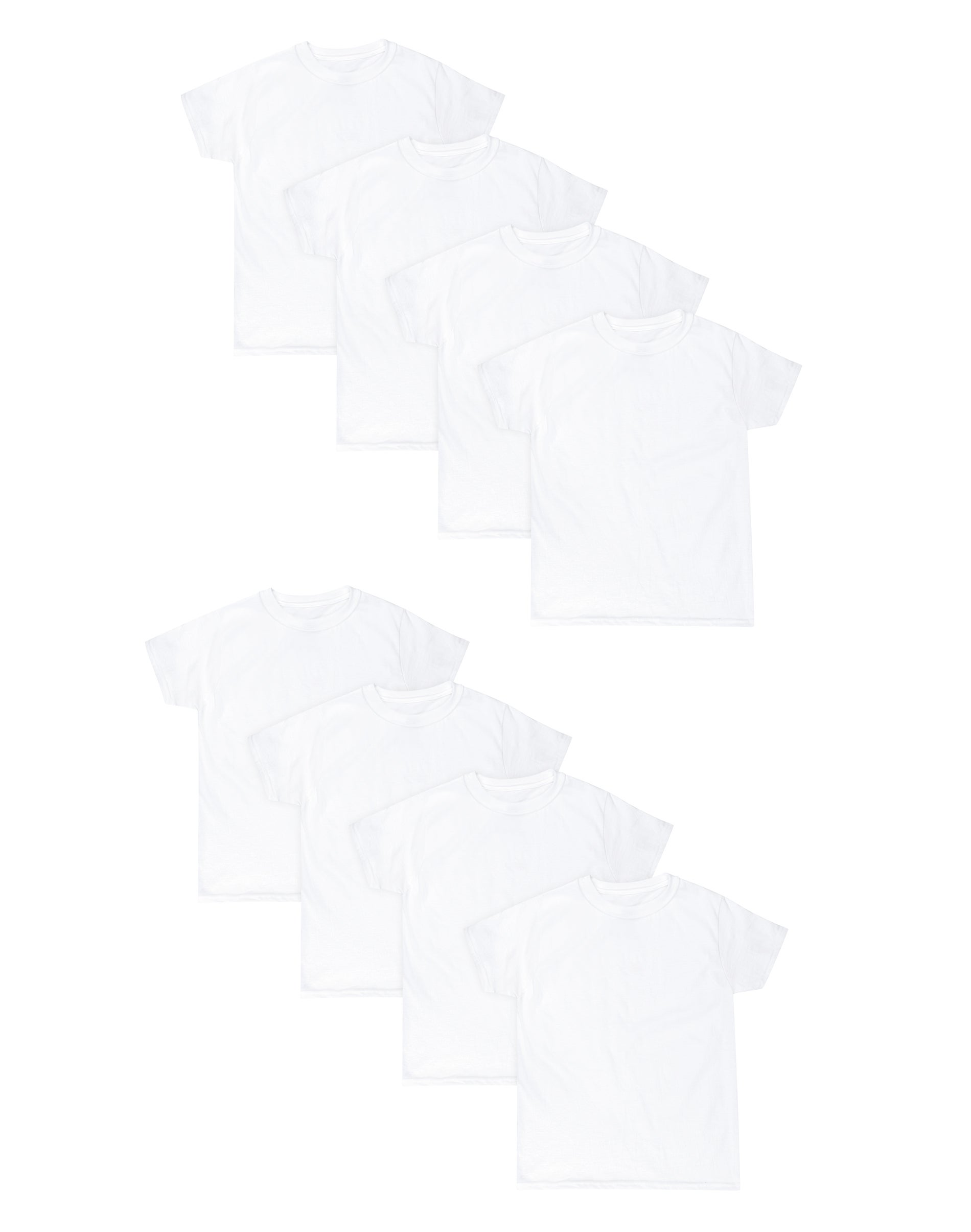 Hanes Boys EcoSmart Crewneck Undershirt 8-Pack, L, White