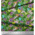 thumbnail image 3 of Soimoi Green Satin Silk Fabric Text,Lips & Heart Print Fabric by Yard 42 Inch Wide, 3 of 3