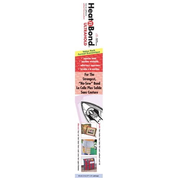 HEATNBOND UltraHold Iron-On Adhesive, Value pack, 3 m (3.28 yd) - No-Sew Permanent Bond for Fabric Appliqués