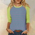thumbnail image 1 of Mefallenssiah Blouses pour Femmes Décontractées Mode Féminine T-Shirt Imprimé Manches 3/4 Blouse Col Rond Hauts Décontractés, 1 of 1