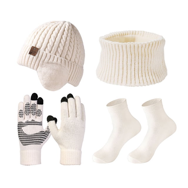 tamizeot Windproof Velvet Warm Knitted Hat Set Reliable Companion In Cold Available In Multiple Colors milky white
