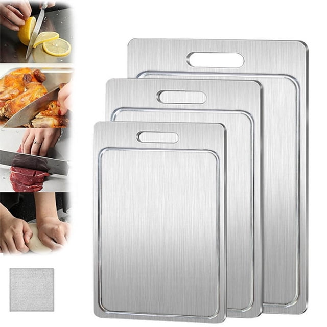 Estbridg Titanium Cutting Boards - 100% Pure Titanium Cutting Boards for Kitchen - Cutting Edge Hygiene & Durability Double Sided Large Non Toxic Cutting Board