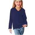 thumbnail image 4 of vdgthytj Toddler Boys Girls Long Sleeve T-Shirts Kids V Neck Solid Color Color Basic Tops Fall Spring Outfit Blouse, 4 of 5