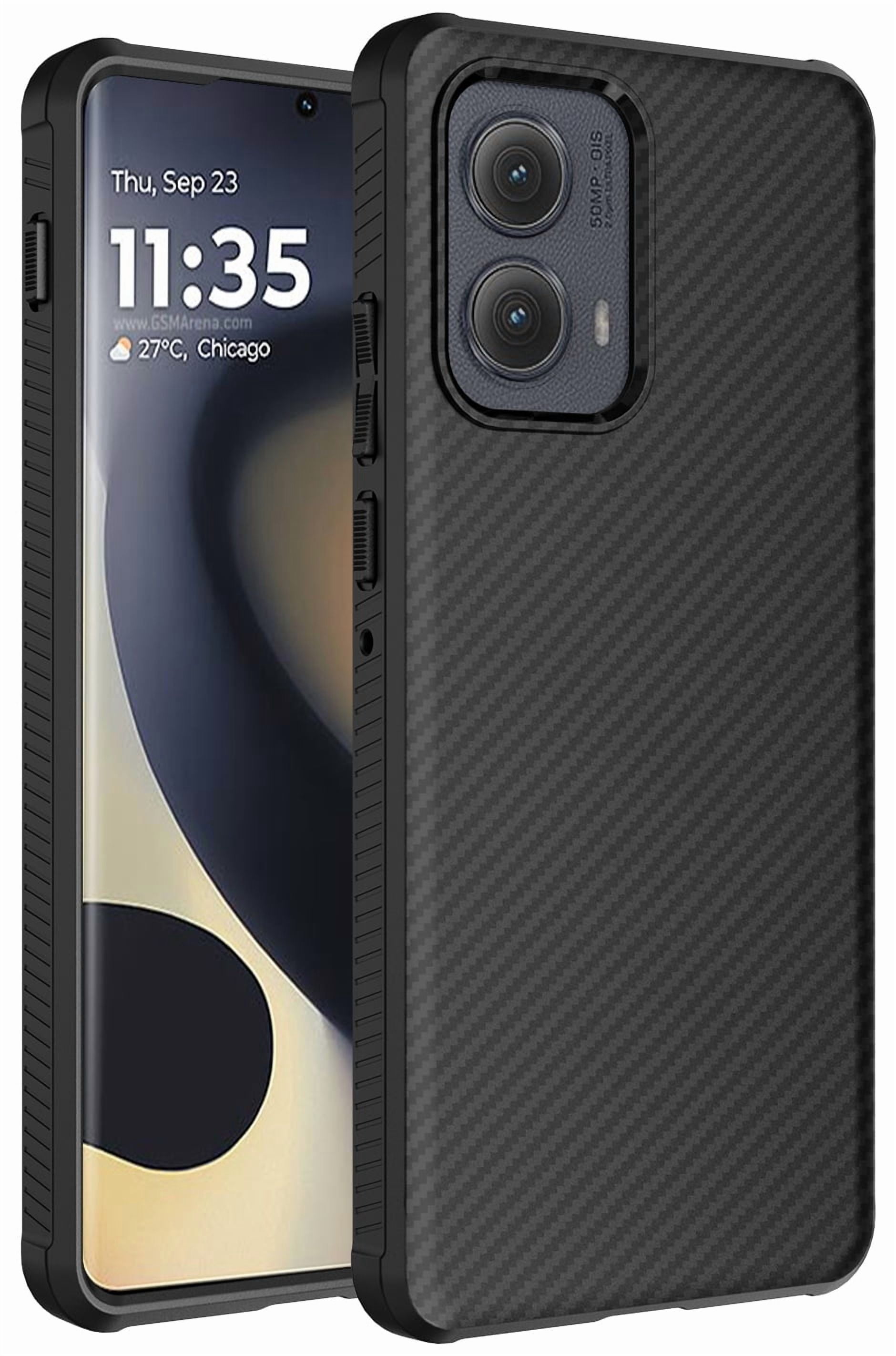 Nakedcellphone Flex Series for Motorola Edge 2024 Phone Case (Compatible with MagSafe) - Black Carbon Fiber Design