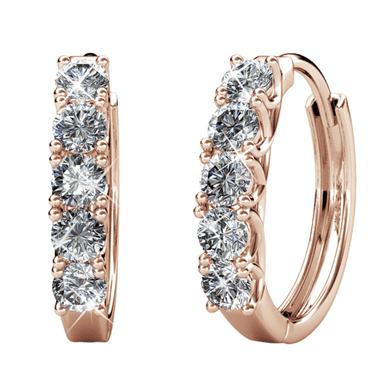 Cate & Chloe Bethany 18k Rose Gold Plated 15mm Hoop Earrings with Swarovski Crystals for Women