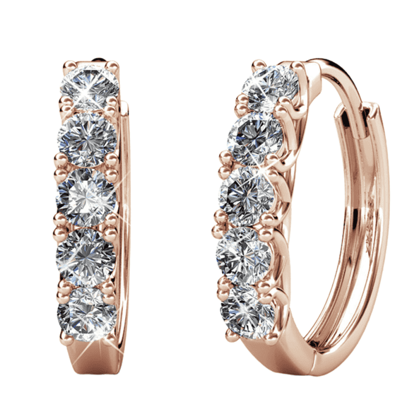 Cate & Chloe Bethany 18k Rose Gold Plated 15mm Hoop Earrings with Swarovski Crystals for Women