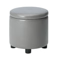 thumbnail image 2 of Designs4Comfort Round Accent Storage Ottoman in Gray Faux Leather Fabric, 2 of 10