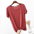 thumbnail image 1 of Weiqiqre T-Shirt à Col Rond pour Femme à Manches Courtes Ajusté T-Shirt Mince Uni Haut de Pyjama Pyjama à Manches Courtes, 1 of 8