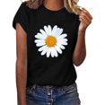 thumbnail image 4 of SMihono Hauts pour Femmes Été Mode Décontractée Femme Décontractée Marguerite Col Rond Imprimé Blouse Manches Courtes T-Shirt Été Hauts T-Shirt Oversize pour Femmes, 4 of 6
