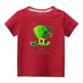 thumbnail image 1 of Penkiiy Haut à Manches Courtes Imprimé Col Rond Mignon pour Garçons et Filles 5-6 Ans Rouge, 1 of 6