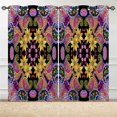 thumbnail image 4 of Geometric Yellow Kitchen Window Curtains Valance and Tier Set 36 Inch Black Brown White Modern Rod Pocket Short Tier Curtain, Abstract Patchwork Small Drapes for Kitchen Decor, 4 of 5