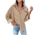 thumbnail image 1 of Pisexur Shacket Jacket Women Pocket Button Long Sleeve Top Outwear Solid Color Turn-down Collar Jacket Coat Pocketed Shirts Fall Jacket Shackets, 1 of 5