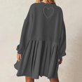thumbnail image 5 of Womens Oversized Sweatshirt Dress Long Flowy Patchwork Pullover Tops Cute Drop Shoulder Sweatshirts Fall Long Sleeve Mini Dress Teen Girls Crewneck Solid Tunic Pleated Loose Clothing Beig, 5 of 5