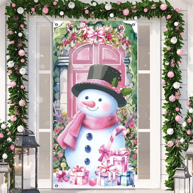 Décorations de Noël pour la Maison, Décorations de Noël Extérieures Intérieures, Décorations de Noël Intérieures Ferme Arbre, Rideau de Porte de Noël Décoration de Porte Couverture de Fond de Scène de Noël