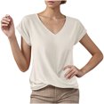 thumbnail image 1 of Summer T Shirts for Women V-Neck Short Sleeve Casual Tops Solid Color Basic Tees, 1 of 4