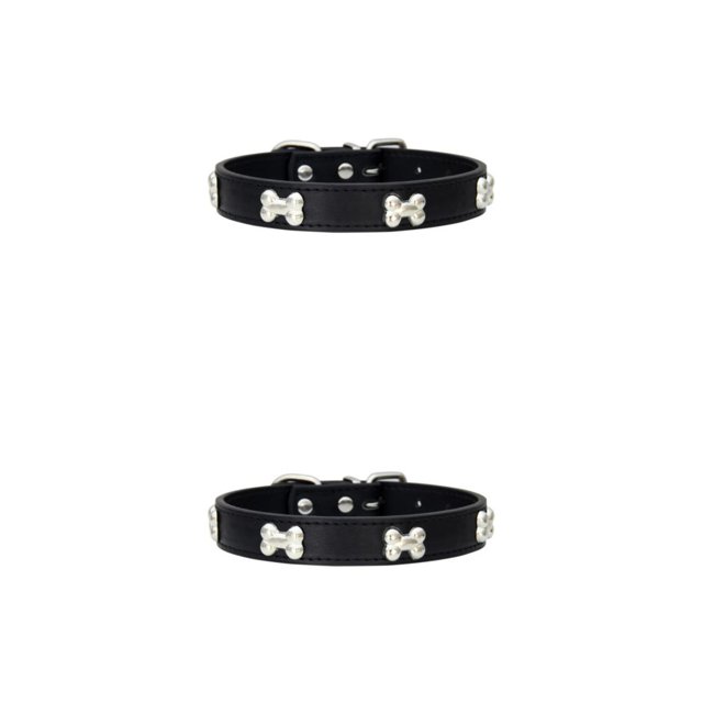Maytalsory Comfortable Wear Cat Collar In Multiple Sizes With Stylish PU PU Cat Collar Dogs Collars black 1.5*37cm 2Set