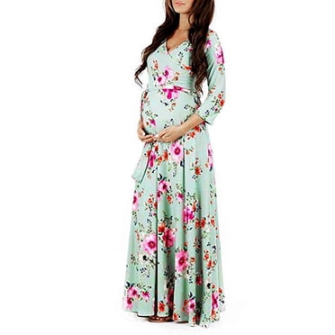 LSLJS Robe Portefeuille à Imprimé pour Femme avec Ceinture, Robe Multifonction pour Femme Enceinte, Robe de Maternité