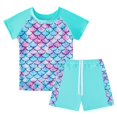thumbnail image 3 of Girls Rash Guard 2-Piece Swimwear Fish Scale Pattern Swimwear Upf 50+ Uv for 4-12Y, 3 of 6