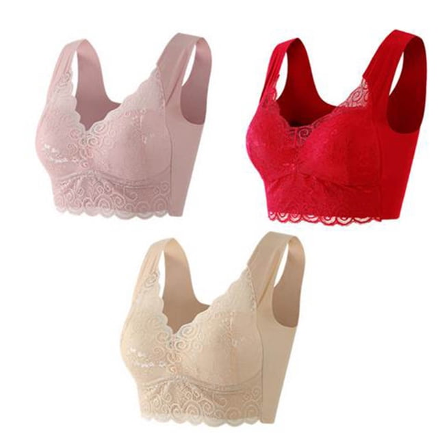 Timegard Plus Size Bras for Women Full-Coverage High Support Lace Wireless Comfortable Everyday Bras