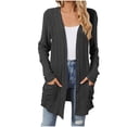 thumbnail image 1 of FAIWAD Women’s 2024 Fall Trendy Cardigan Lightweight Ribbed Knit Cardigan Long Sleeve Open Front Coat with Pockets, 1 of 4