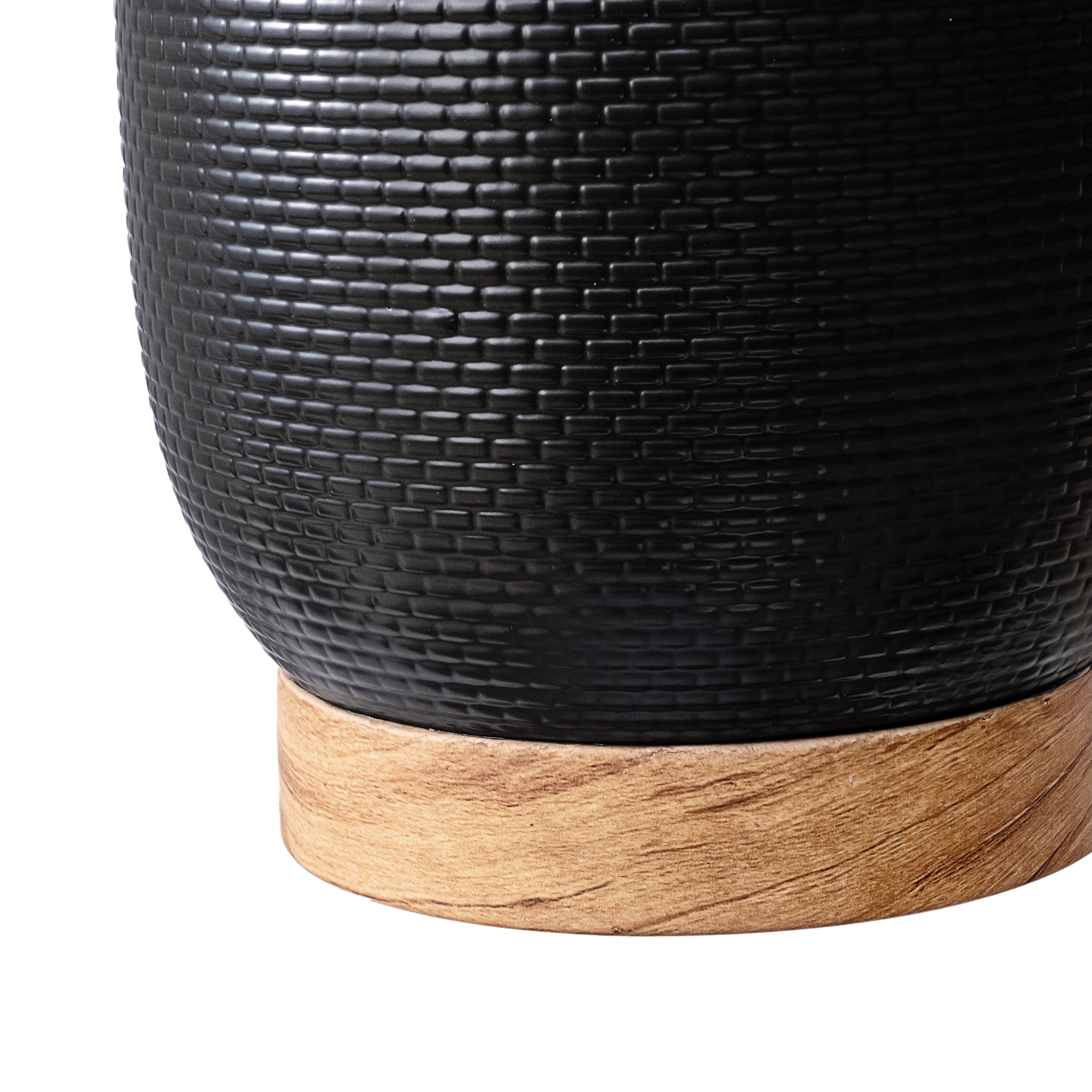 Better Homes and Gardens Pot tressé Channing en céramique noire de 8 pouces