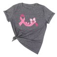 thumbnail image 2 of TIMIFIS T-Shirt Ruban Rose de Sensibilisation au Cancer du Sein pour Femmes T-Shirts Cancer du Sein Été Ample Imprimé Col Rond T-Shirt Manches Courtes Blouse Décontractée Automne/hiver, 2 of 5