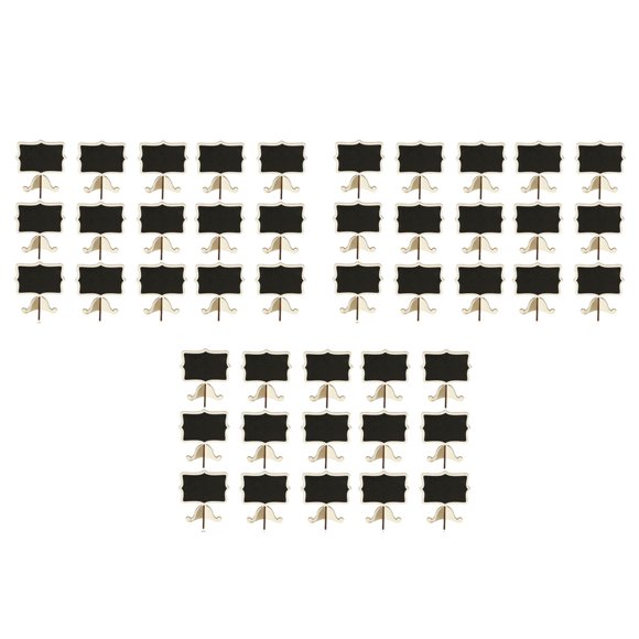 45 Pack Chalkboards Place Cards with Easel Stand - Wood Rectangle Small Chalkboard Signs for Wedding, Birthday Parties,45 x mini chalkboards signs,Wood color & black