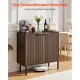 thumbnail image 2 of VEVOR Coffee Bar Cabinet, Mid Century Fluted Coffee Bar Table with 2-Tier Storage, Buffet Stand Cabinet with Barn Door, Sideboard Buffet Station for Living Room, Entryway, 31.5 x 14.7 x 31.5 in Walnut, 2 of 9