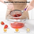 thumbnail image 3 of U-Taste Medium Fine Mesh Strainer: 18/8 Stainless Steel 4.73in 30 Mesh Kitchen Food Sieve with Sturdy Riveted Silicone Handle, Heavy Duty Deep Handheld Metal Colander for Rice, Quinoa (Purple), 3 of 9