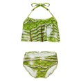 thumbnail image 1 of TiaoBug Girls 2 Pcs Mermaid Bikini Sets Shiny Halter Ruffles Crop Top with Triangle Brief Bathing Suit Tankini Green A 140, 1 of 5