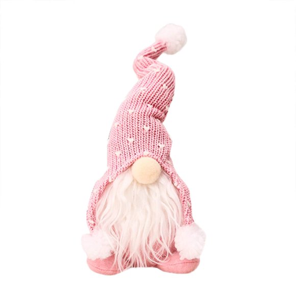 Mojoyce Handmade Christmas Gnome Ornaments Funny Plush Dolls Decoration Pink