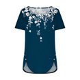 thumbnail image 4 of Pompotops Mode Femmes Casual Imprimé Col Carré Manches Courtes Tops Chemisiers Amples, 4 of 5