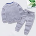 thumbnail image 2 of XDZJLR Boy Outfits Girl Clothes Winter Solid Color Long Sleeve Pullover Sweatshirt Pants 2Pcs Fall Sets Grey 9-10 Years, 2 of 6