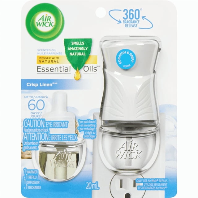 Plug-in Air Freshener, Scented Oil Kit, Crisp Linen, 1 Plug-in + 1 Refill