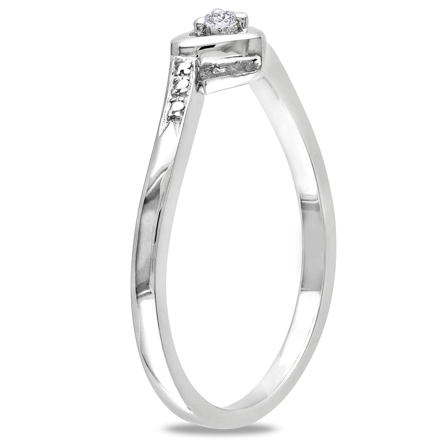 Bague de fiançailles Miabella en forme de cœur avec diamant en argent sterling