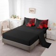 thumbnail image 3 of YST Aztec Dahlia Comforter Set, 7-Piece, Lotus Flower Theme, Full Size, Reversible Red Black Floral, 3 of 5