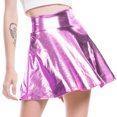thumbnail image 2 of Ketyyh-chn99 Jupe pour Femmes Jupe pour Femmes Jupe Décontractée Extensible Taille Haute Jupe Trapèze Jupe Plissée Évasée Midi Rose,G, 2 of 5