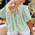 thumbnail image 3 of Womens Bell Sleeve Blouse Crewneck Lace Tops Floral Textured Babydoll Shirts, 3 of 3