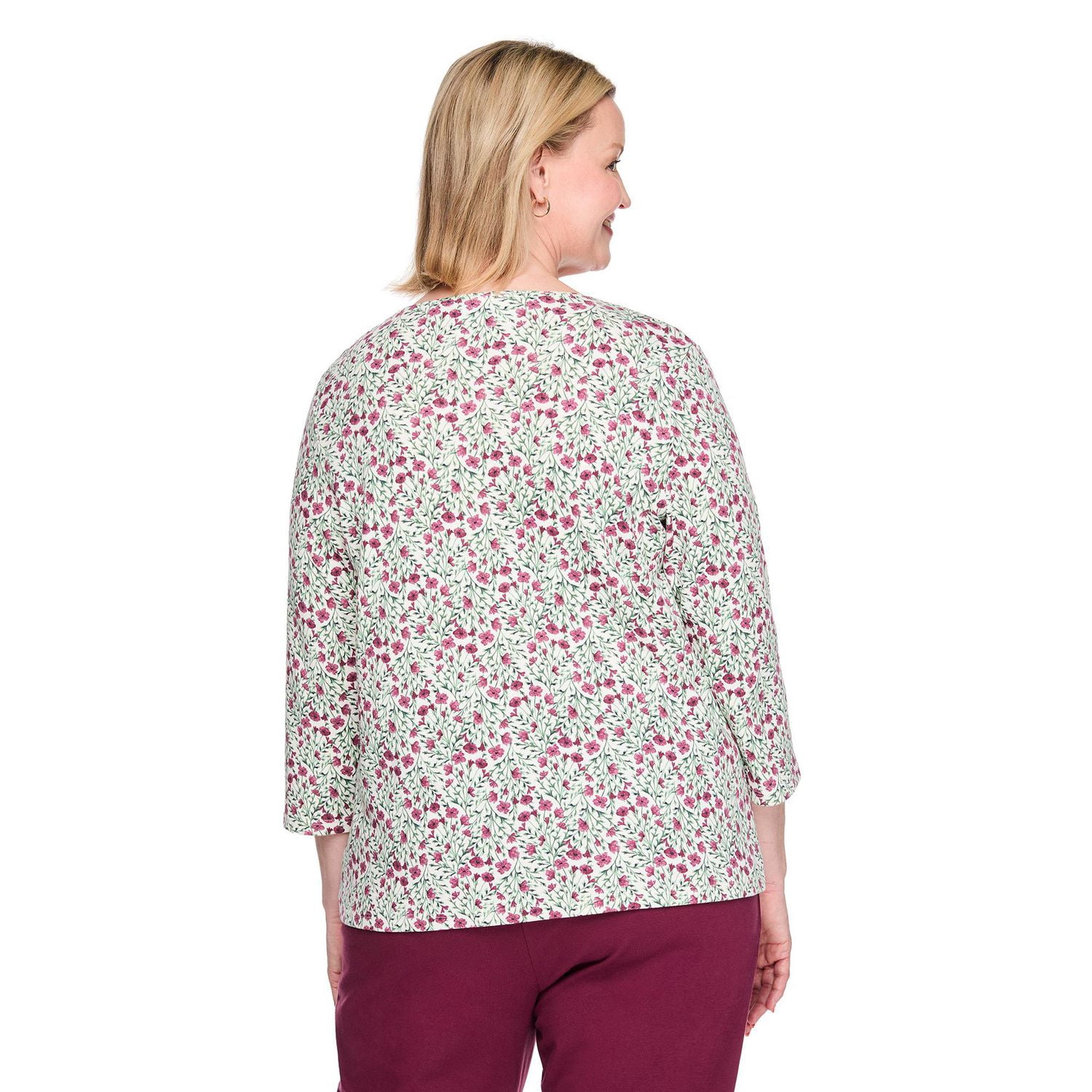 T-shirt imprimé à encolure dégagée Karen Scott Plus pour femmes