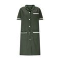 thumbnail image 4 of Xfvqtps Robe d'Infirmière pour Femmes avec Poches, Boutons, Manches Courtes, Empiècement, Col à Revers, Robe de Travail pour Préposée, Vert Olive, 4 of 6