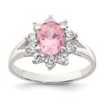 thumbnail image 1 of 925 Sterling Silver Pink Oval Cubic Zirconia Cluster Ring, 1 of 2