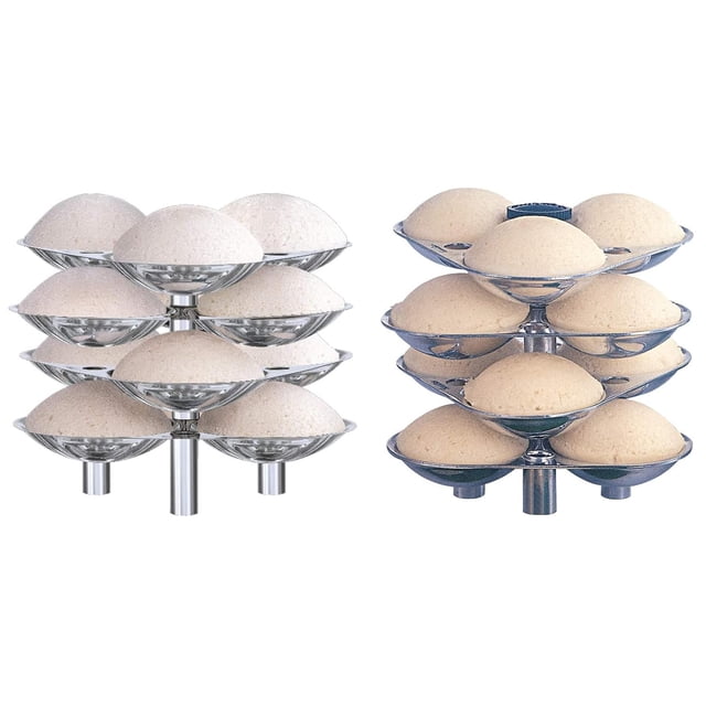 Silver Aluminium Idli Stand For Pressure Cooker 5 Liters - Make 12 Idlis (ID12L) + Mini Idli Stand For Pressure Cooker 3 Liters - Make 12 Small Idlis (ID12S) Combo