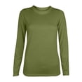thumbnail image 1 of AherBiu T-Shirts à Manches Longues pour Femmes Col Ras du Cou Amples Basiques 2024 Automne Confortables Chandails Unis, 1 of 4