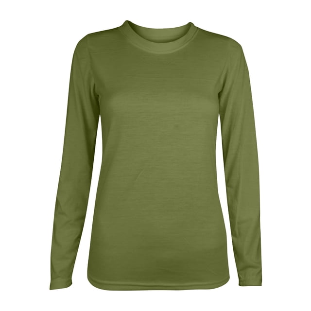 AherBiu T-Shirts à Manches Longues pour Femmes Col Ras du Cou Amples Basiques 2024 Automne Confortables Chandails Unis
