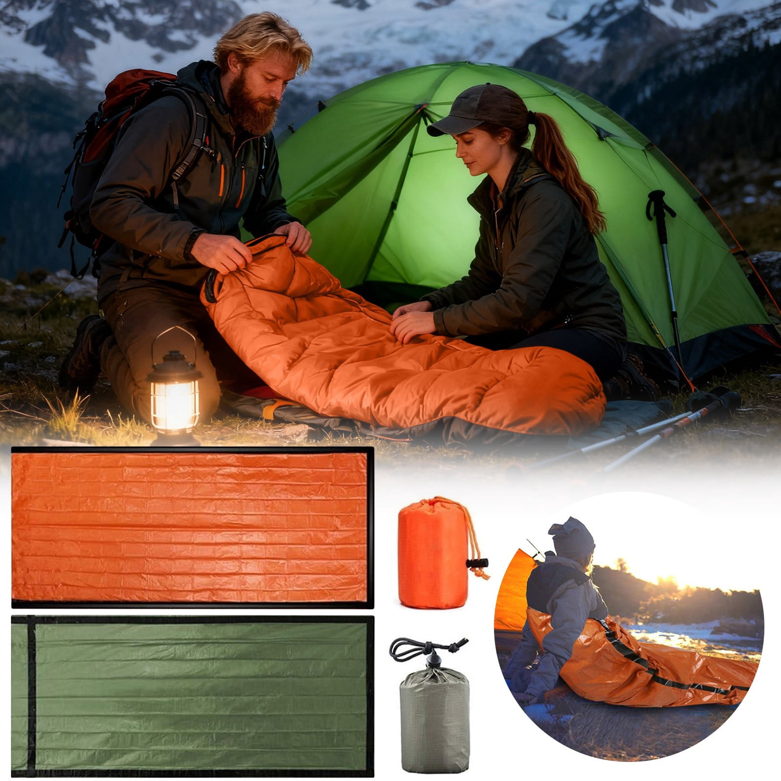 Sentmoon Camping Sleeping Bag Sleeping Bag for Camping Outdoor Camping Emergency Sleeping Bag Travel Multi-functional Aluminum Film First Aid Thermal Insulation Sleeping Bag Tent Storage Bag